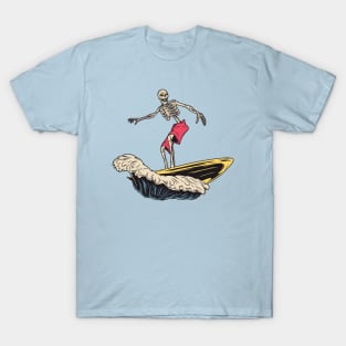 Retro Surfing Skeleton Cartoon T-Shirt